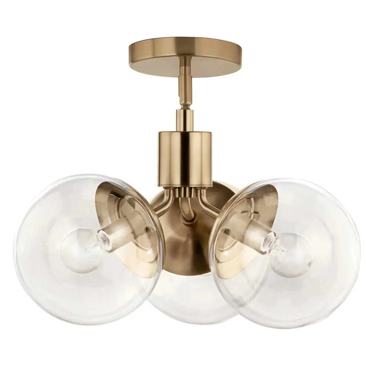 Silvarious 17" 3-Light Convertible Pendant Light with Clear Glass, Champagne Bronze Finish