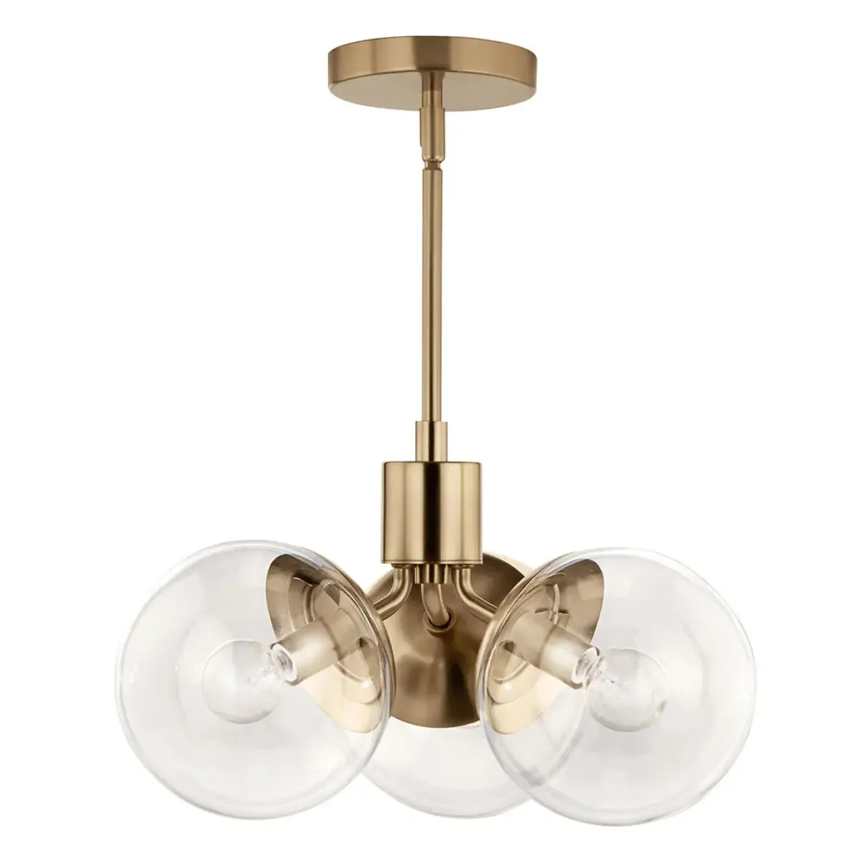 Silvarious 17" 3-Light Convertible Pendant Light with Clear Glass, Champagne Bronze Finish