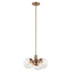 Silvarious 17" 3-Light Convertible Pendant Light with Clear Glass, Champagne Bronze Finish