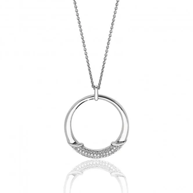 Silver & Co Circle Pendant with Dazzling Cubic Zirconia Detail & Silver Chain, SPG0058CZ