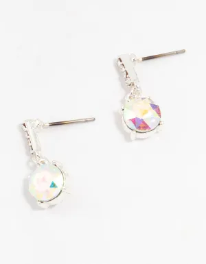 Silver Cup Chain Bohemia Czech Crystal Drop Earrings