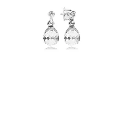 Silver earrings with clear cubic zirconia and faceted clear cubic zirconia