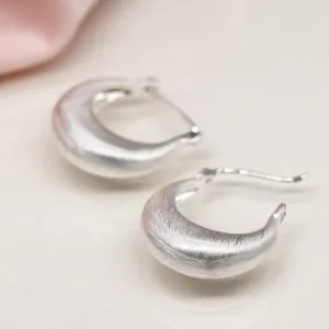 Silver Plated Chunky Hoop Earrings With Scratched Finish