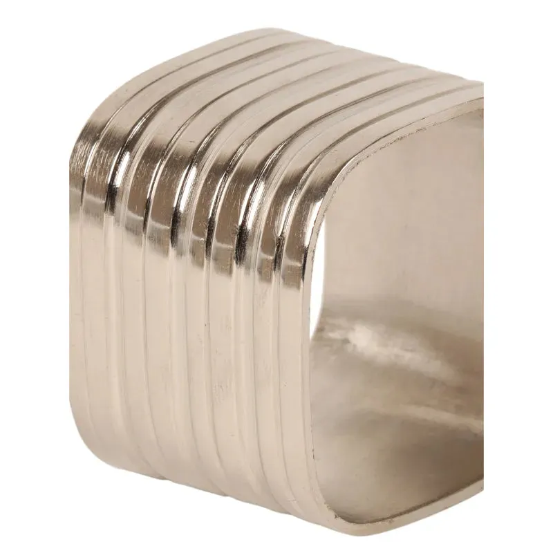 Silver Square Napkin Ring| Silver| Set of 6