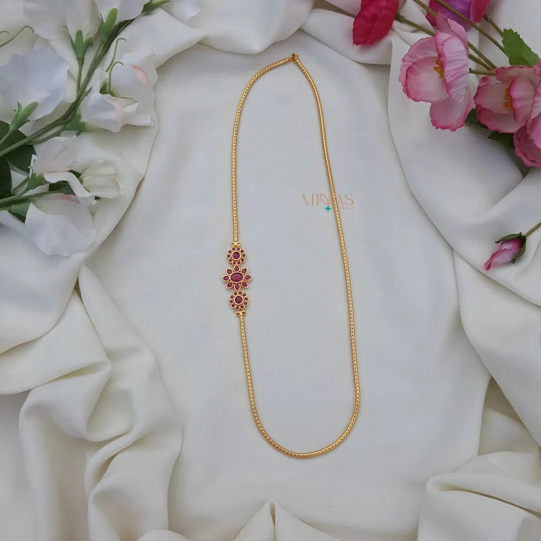 Simple look ruby stone Mugappu chain