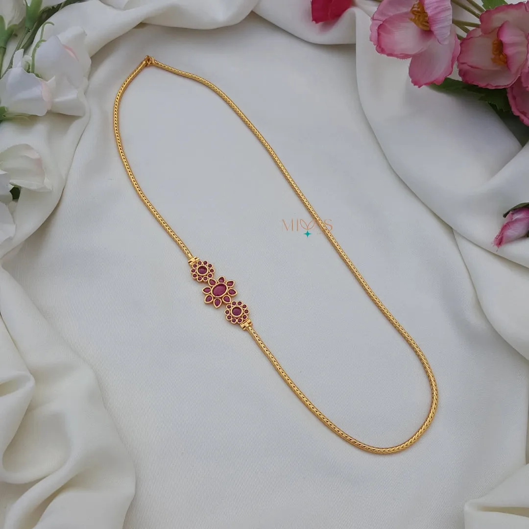 Simple look ruby stone Mugappu chain