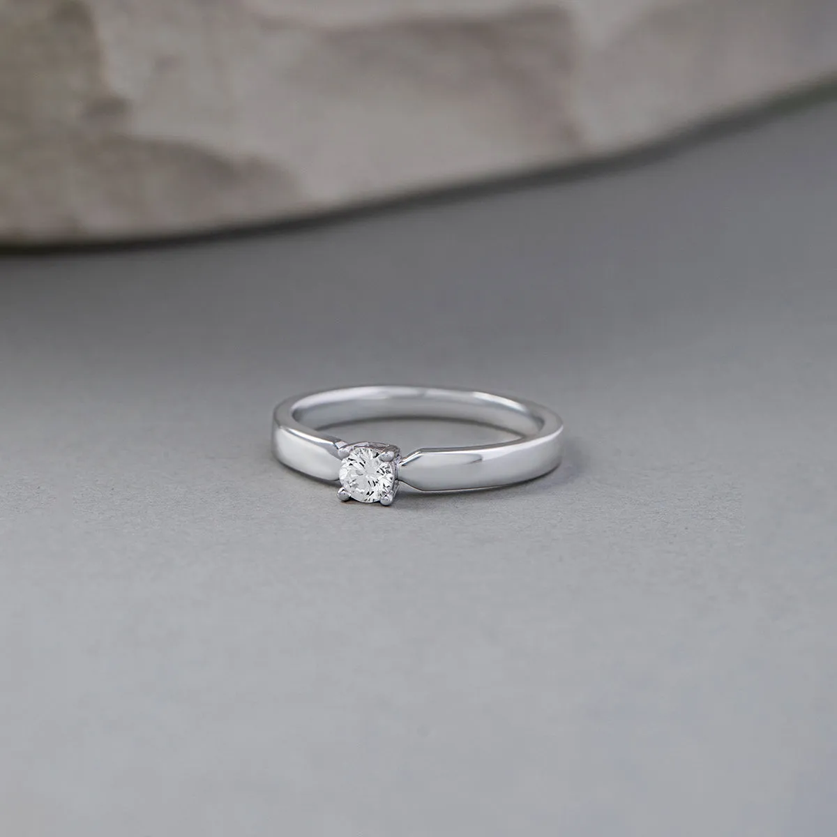 Slim Solitaire Ring