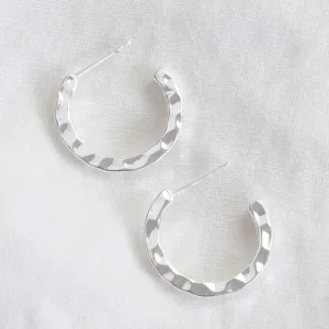 Small Hammered Silver Hoop Earrings