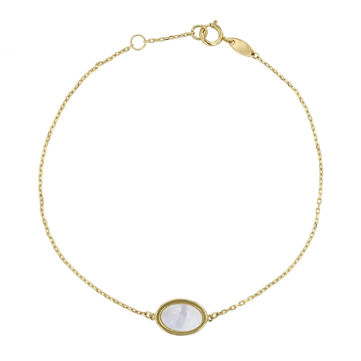 Soleil Collection 7" - 7.5" Mother of Pearl Bracelet  | 9K Solid Yellow Gold