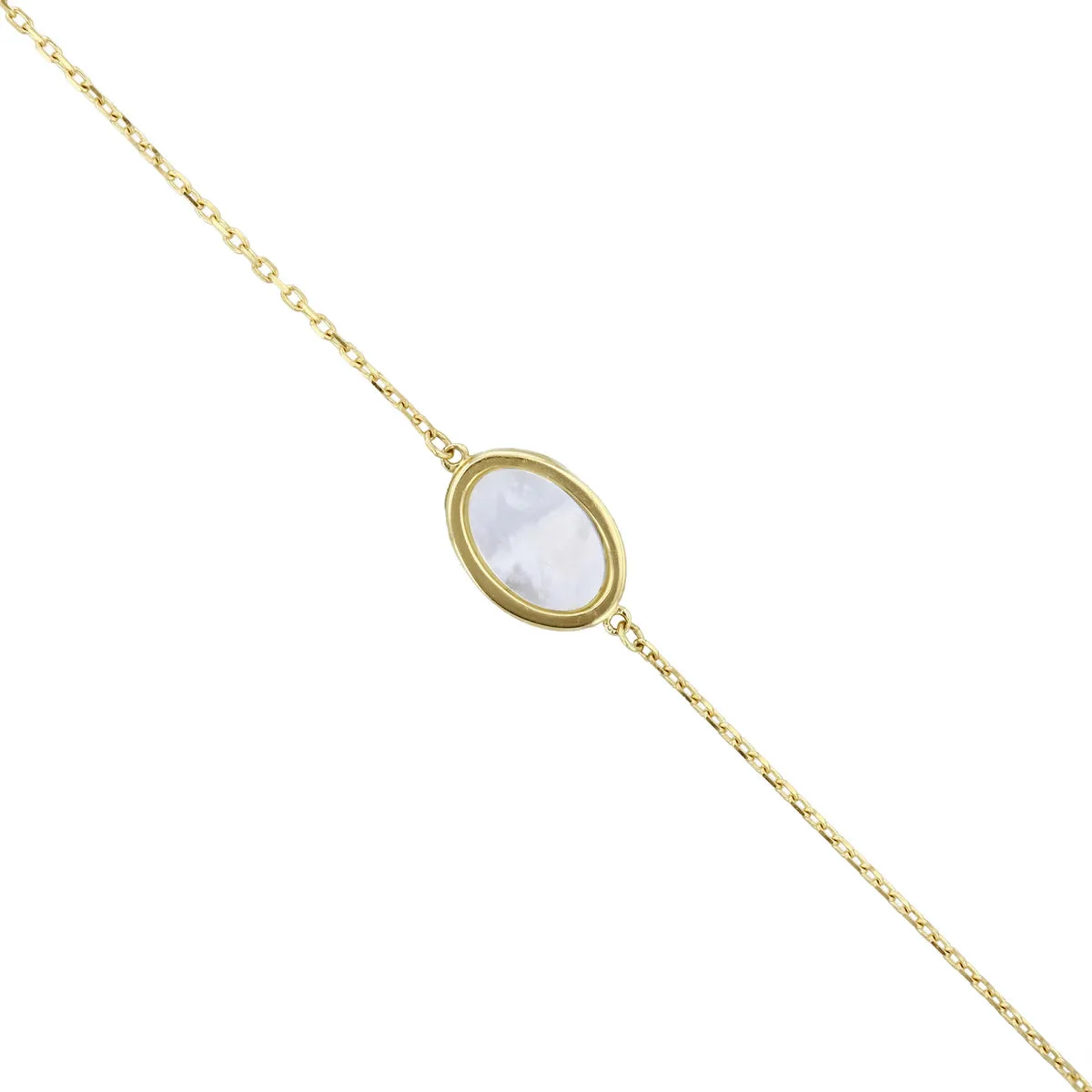 Soleil Collection 7" - 7.5" Mother of Pearl Bracelet  | 9K Solid Yellow Gold