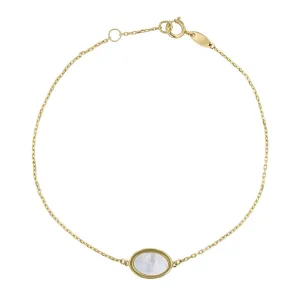 Soleil Collection 7" - 7.5" Mother of Pearl Bracelet  | 9K Solid Yellow Gold