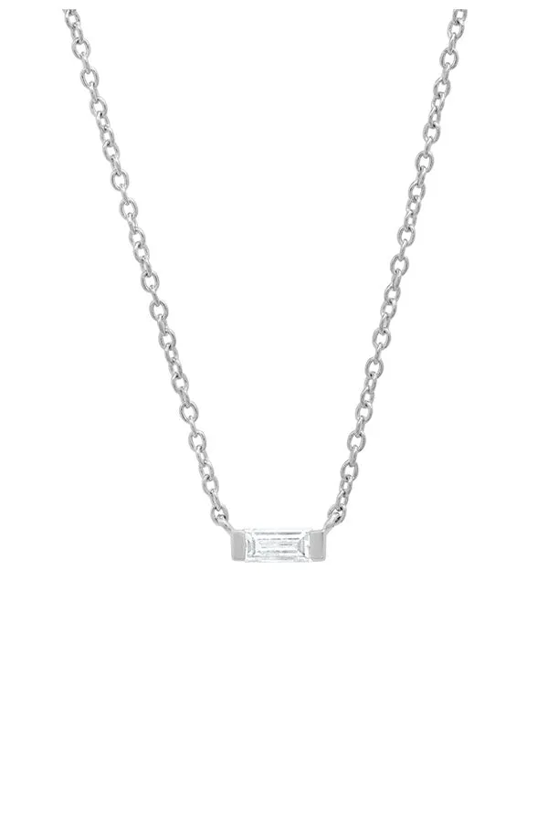 Solitaire Diamond Baguette Necklace