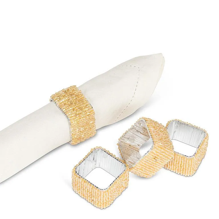 Square Beaded Napkin Rings - set of 4