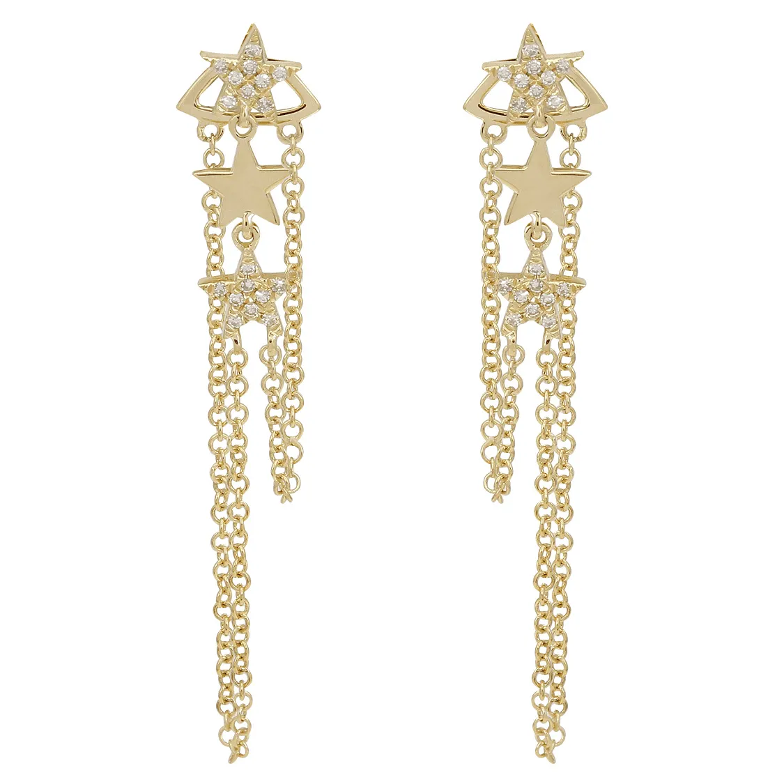 Star Dangle Chain Earrings