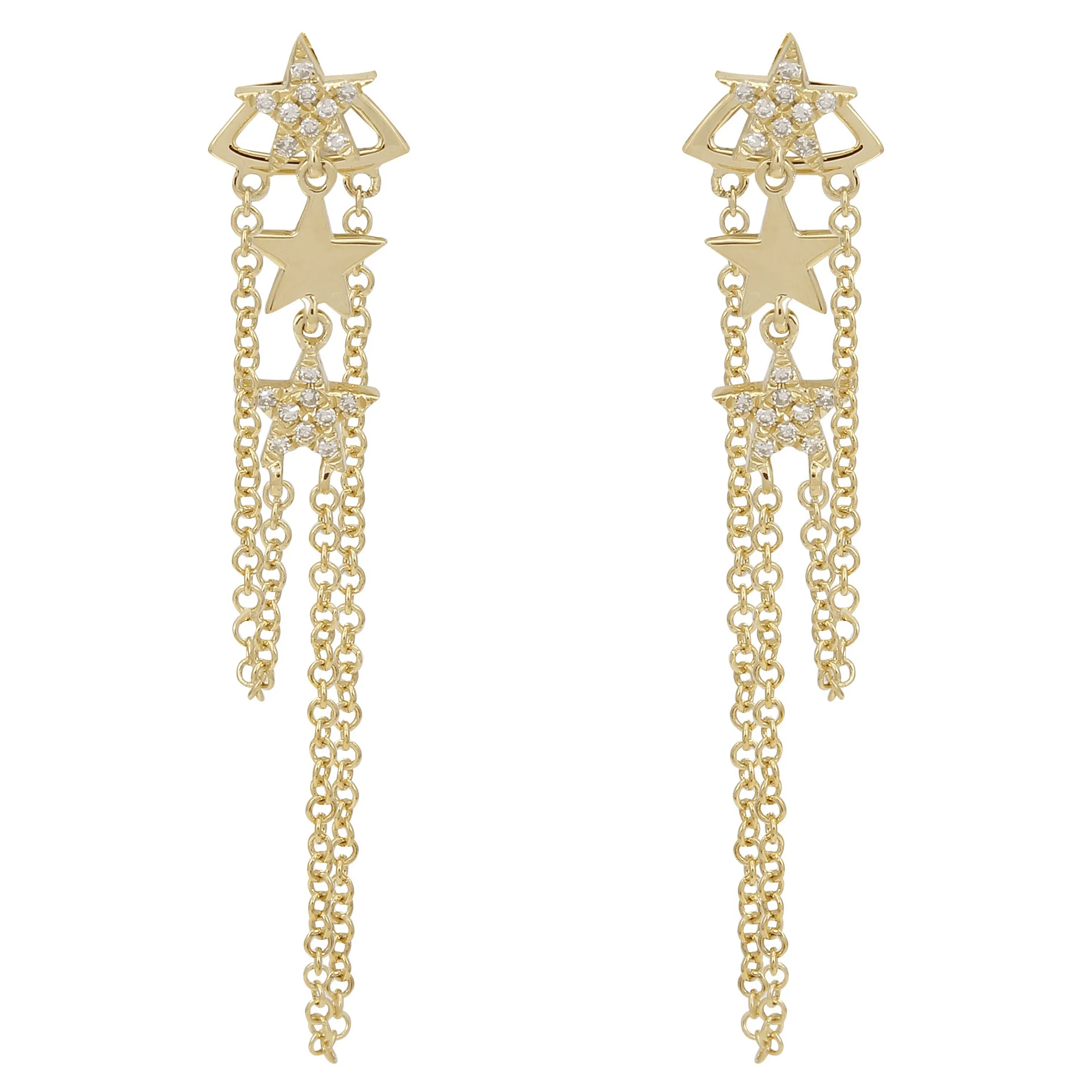 Star Dangle Chain Earrings