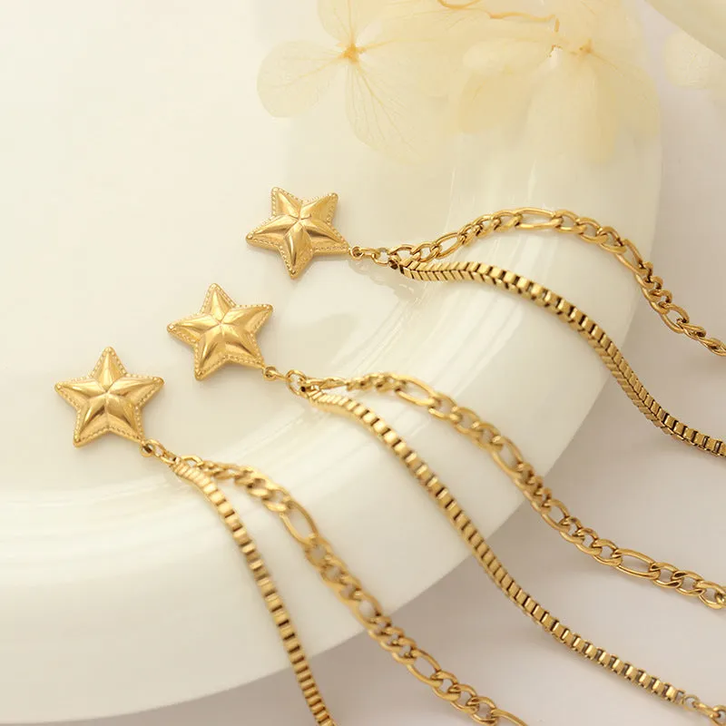 Star Double Chain 18K Titanium Steel Gold Plated Bracelet