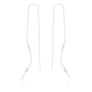 Sterling Silver Swirl Drop Threader Earrings