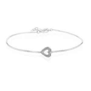 Sterling Silver Zirconia Heart Extender Bangle