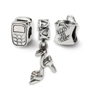 Stylish Girl Boxed Charm Bead Set in Sterling Silver