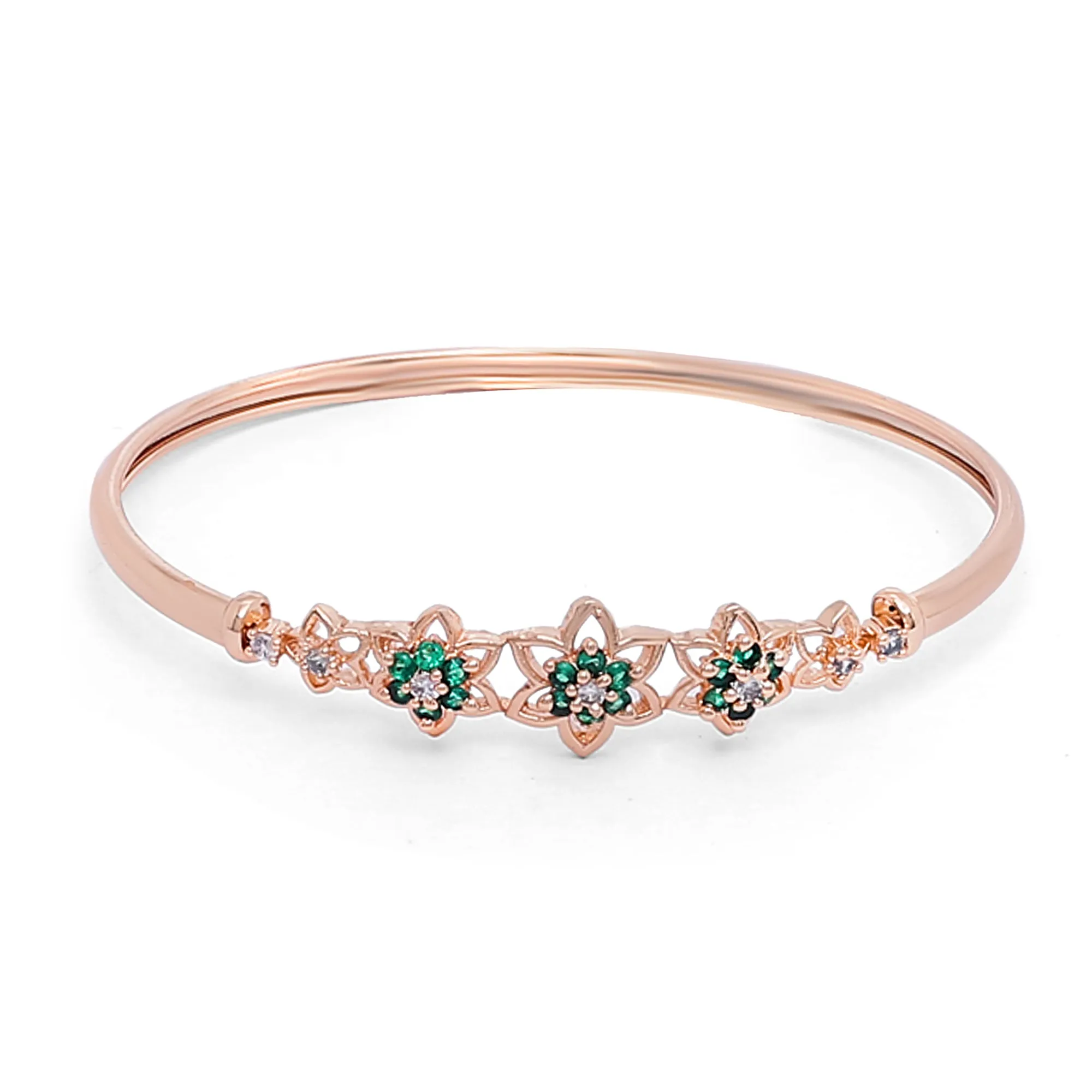 Stylish Rose Gold Plated Cubic Zirconia American Diamond Adjustable Bracelet For Women & Girls