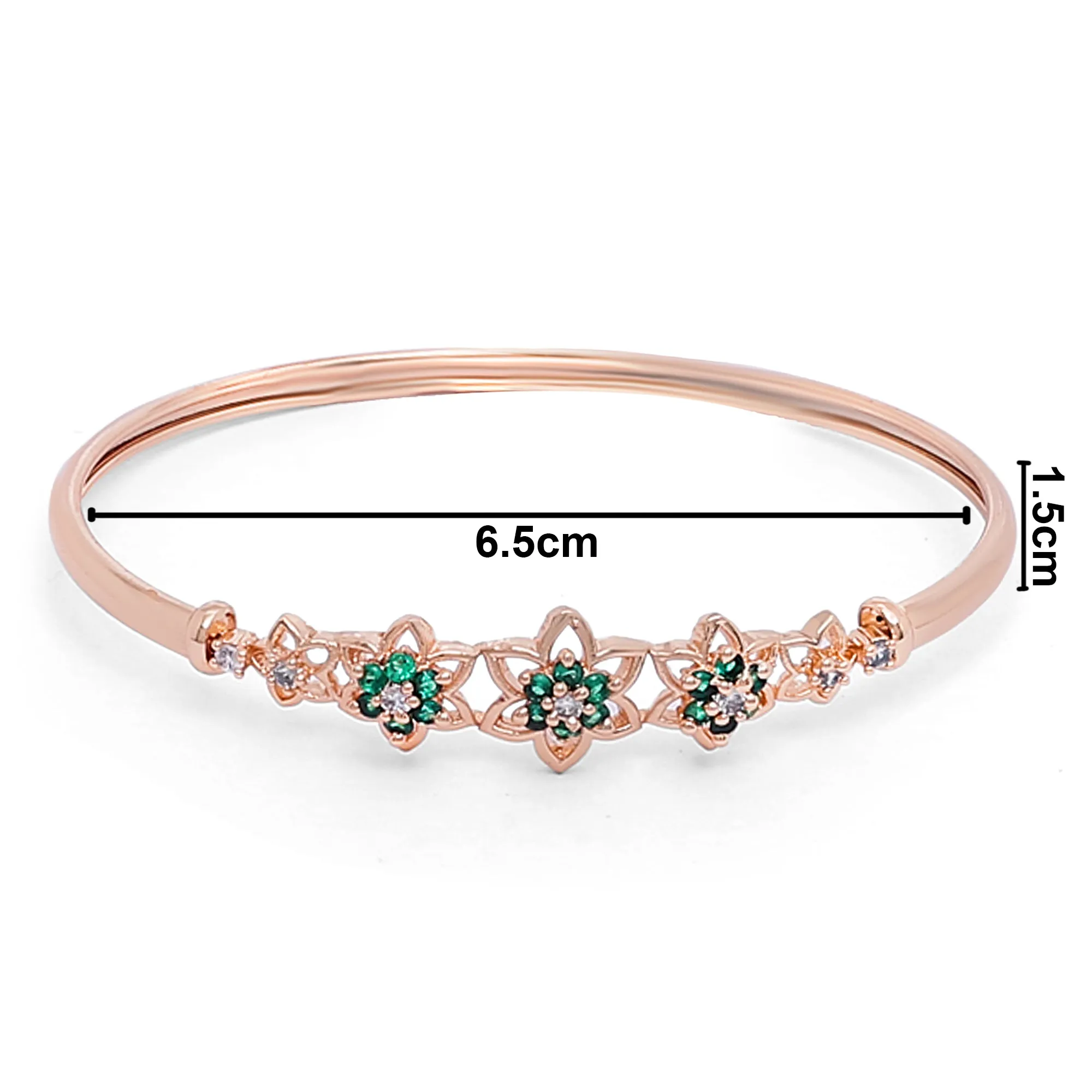 Stylish Rose Gold Plated Cubic Zirconia American Diamond Adjustable Bracelet For Women & Girls