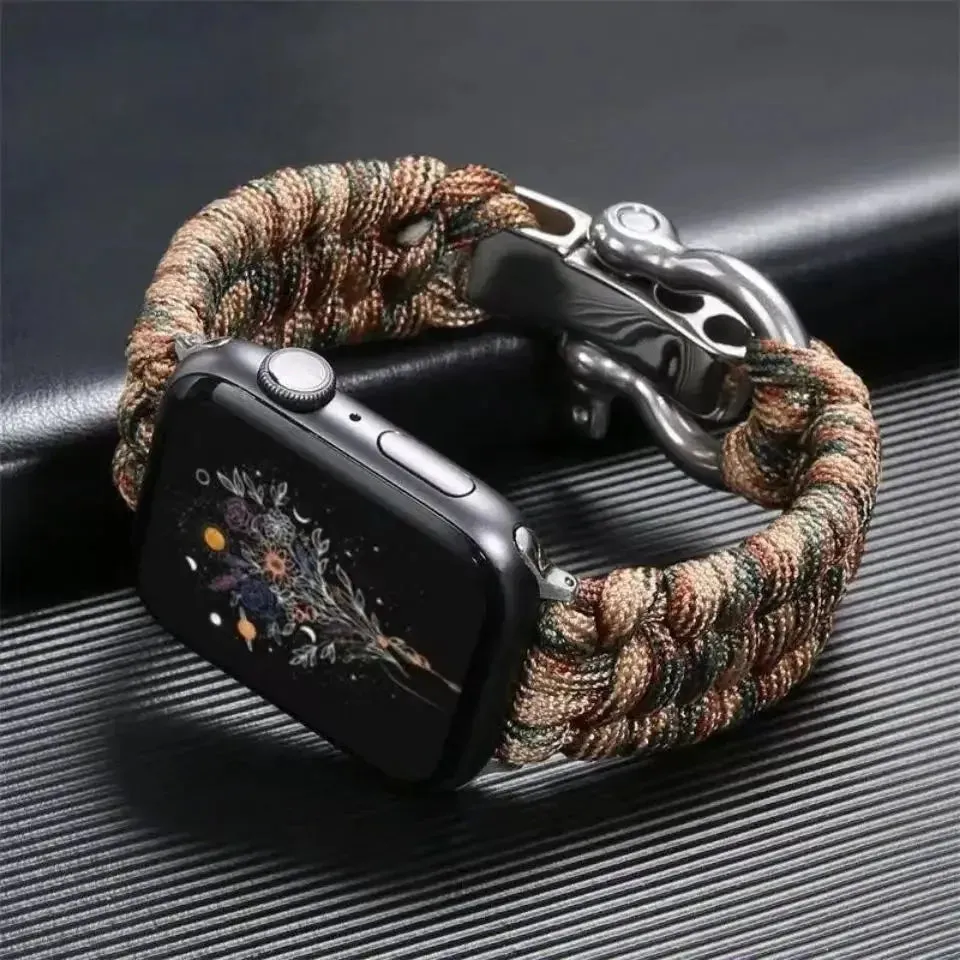 Survival Paracord Watch Band for Apple Watch Ultra Series and 9 8 7 6 5 4 SE