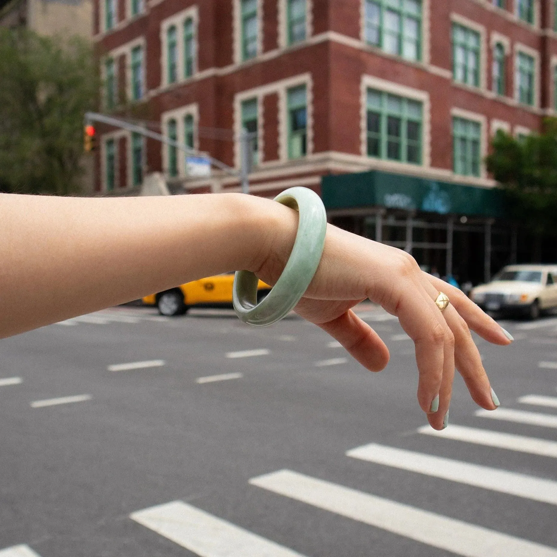 Tennis, Green Jade Bangle