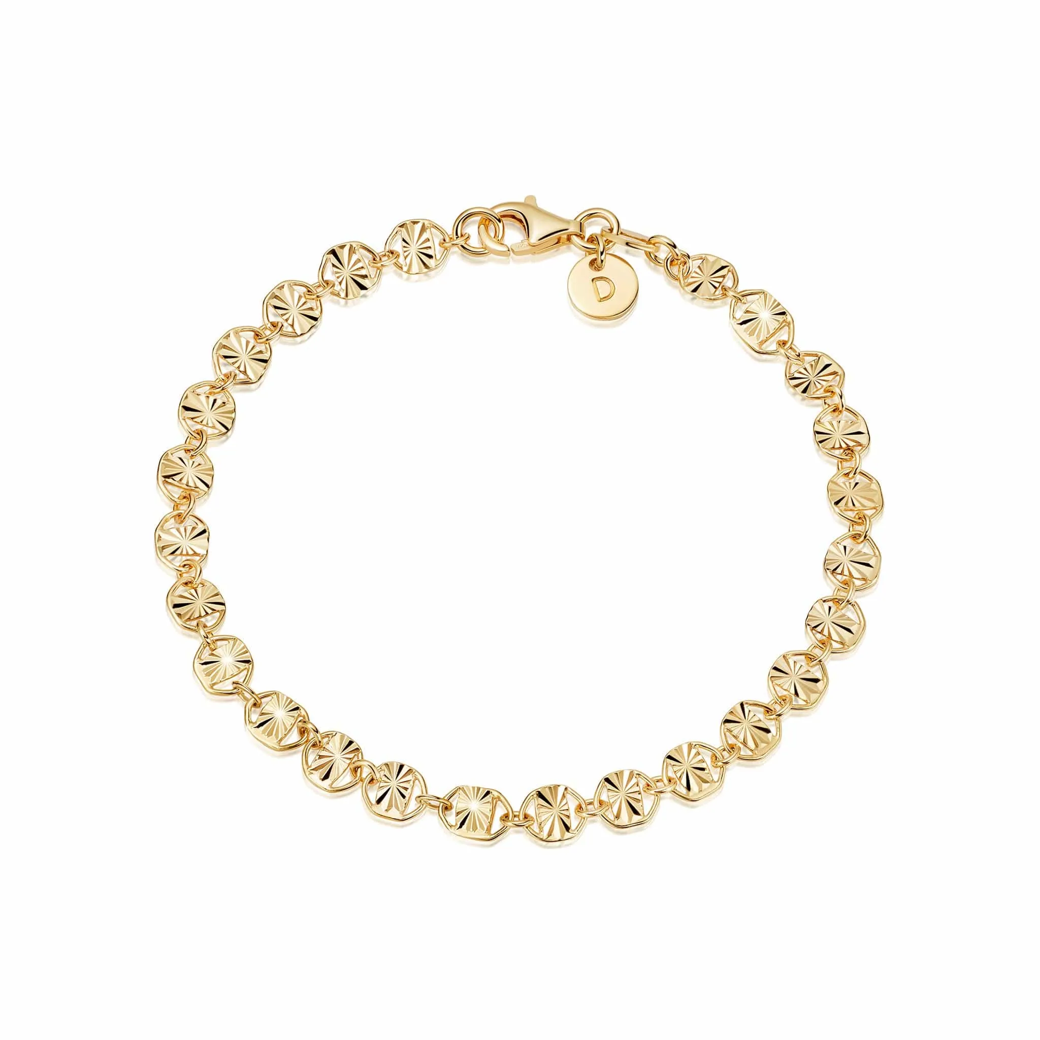 Textured Sunburst Chain Bracelet 18ct Gold Plate