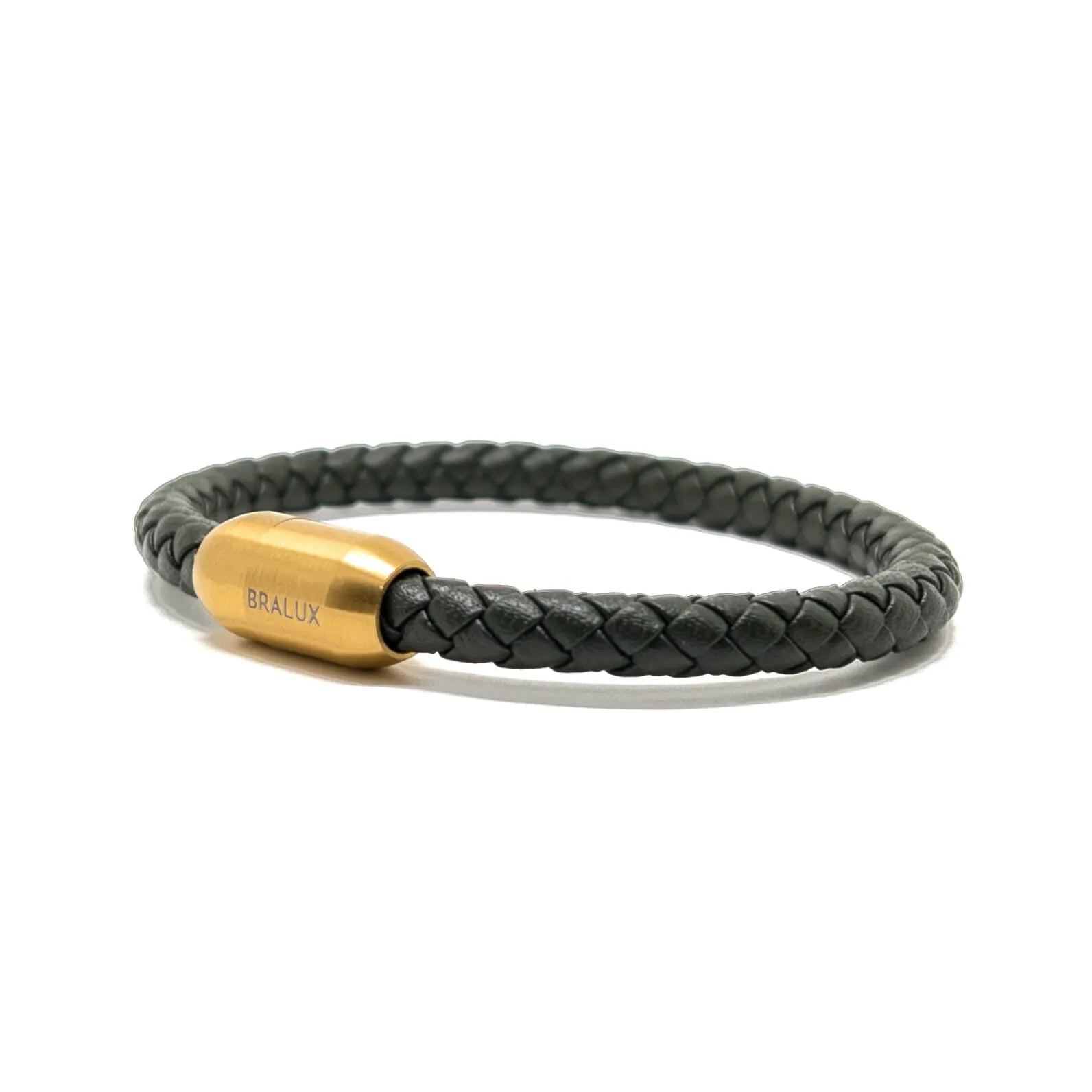 The Army Green and Gold Plated Leather Bracelet