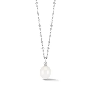 Timeless Adjustable 8mm Oval White Pearl Pendant