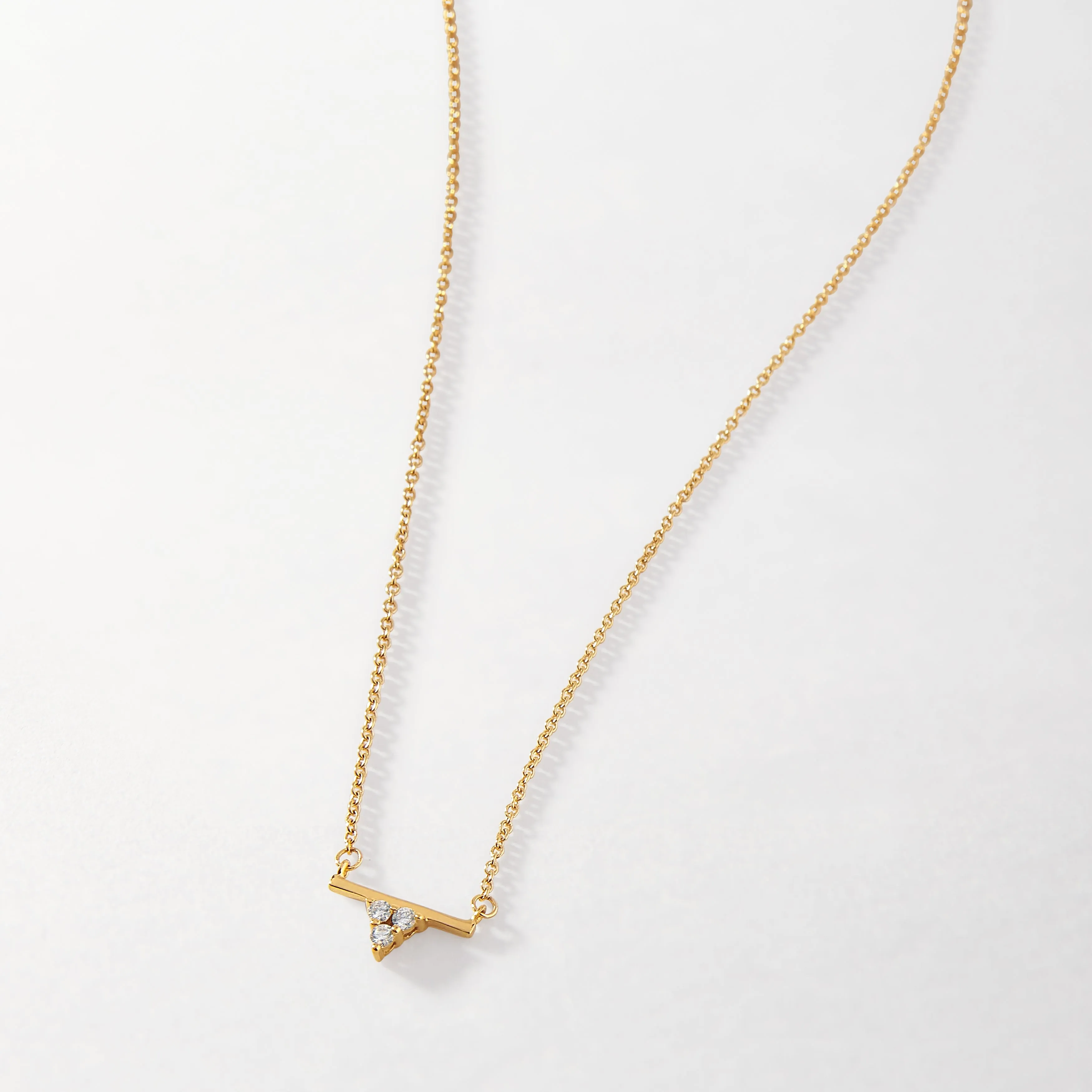 Trillion Bar Diamond Necklace - Yellow Gold