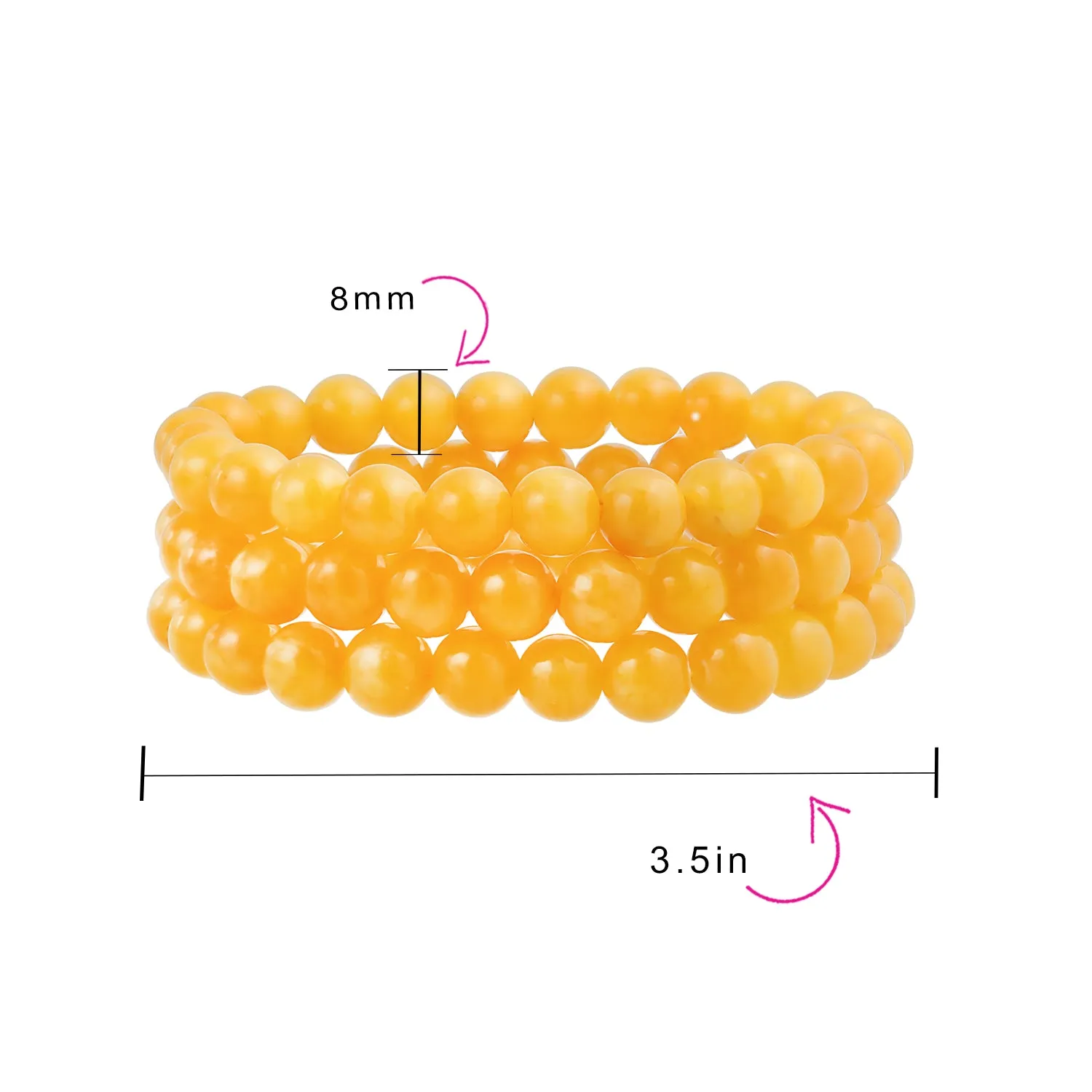 Unisex Stackable Gemstone 8MM Stretch Bracelet Set of 3 for Men and Women