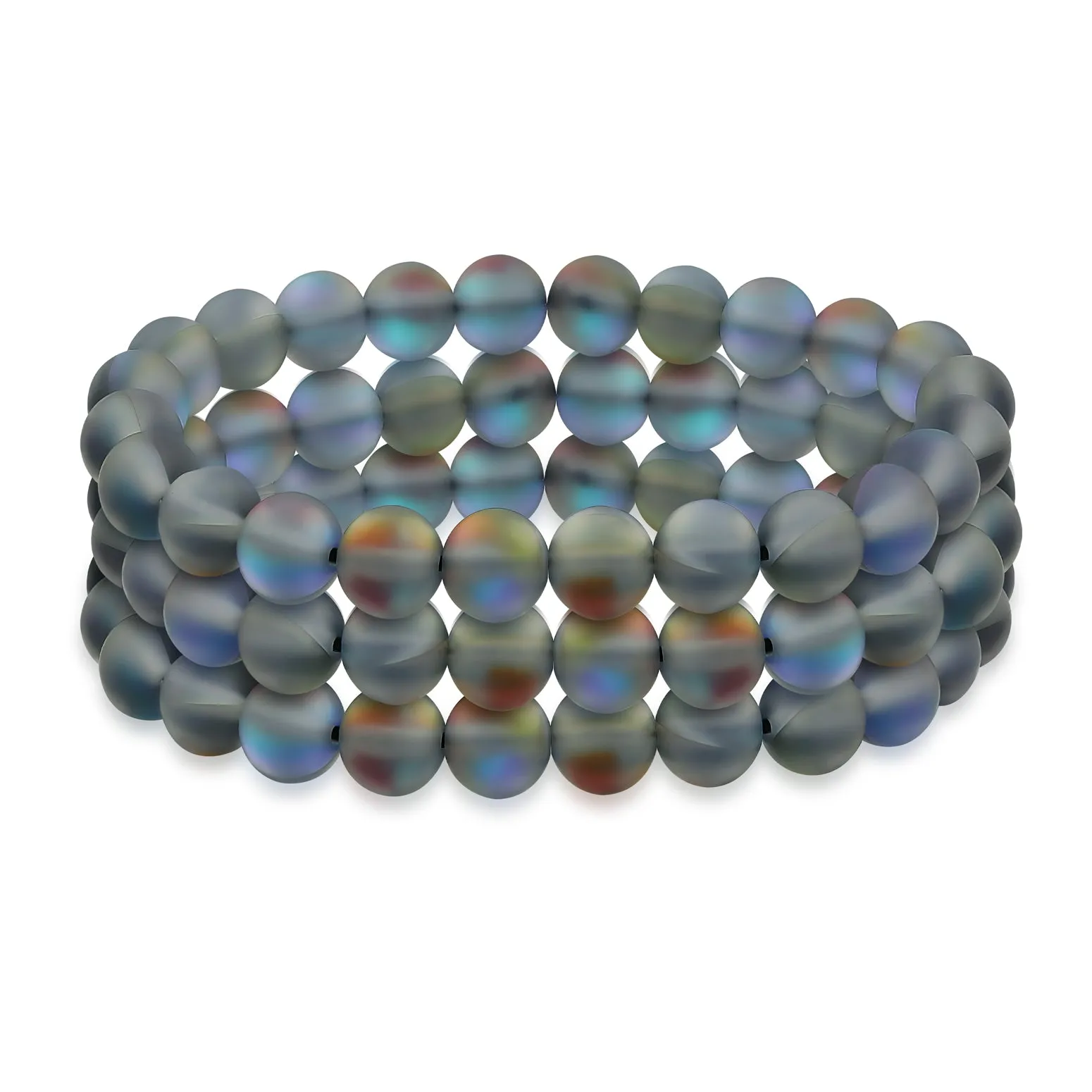 Unisex Stackable Gemstone 8MM Stretch Bracelet Set of 3 for Men and Women