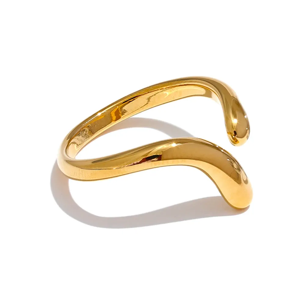 VAIGE Chic Adjustable 18K Golden Stainless Steel Minimalist Open Ring - High-Quality Trendy Geometric Jewelry