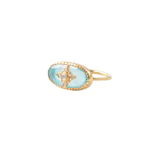 Vama | Rida Ring | Metal-Sterling Silver | Stone-Aqua Chalcedony | Finish-Shiny