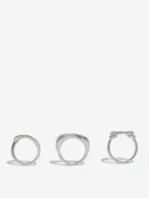 Westside Accessories Silver Puffy Rings - Pack of 3