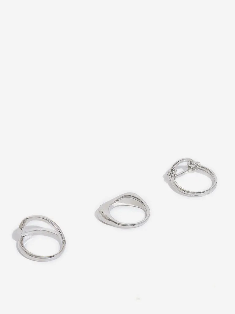 Westside Accessories Silver Puffy Rings - Pack of 3