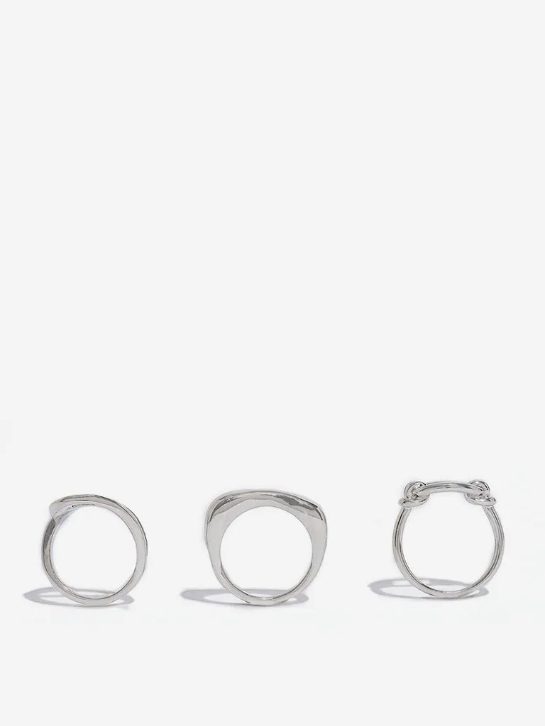 Westside Accessories Silver Puffy Rings - Pack of 3