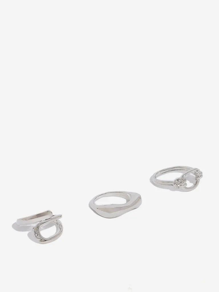 Westside Accessories Silver Puffy Rings - Pack of 3