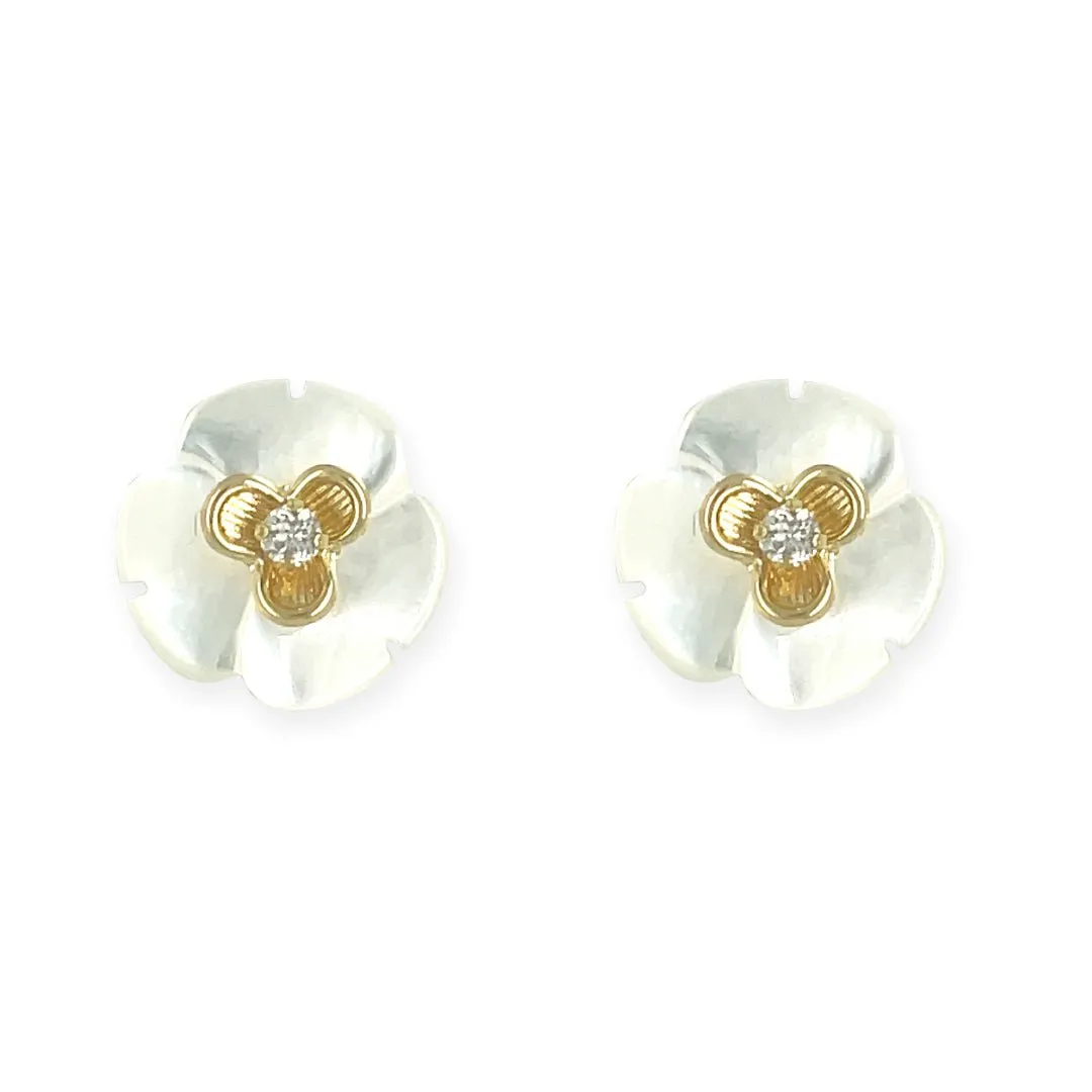 White Floral Earrings