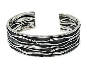 Women's Statement Chunky Silver Cuff 20mm Crushed Design