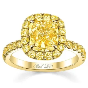 Yellow Gold Canary Diamond Halo Engagement Ring Setting