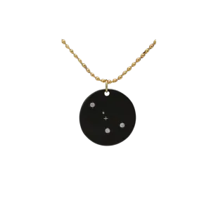 Zirconium Zodiac Cancer Lab Grown Diamond Disc Necklace with Gold Filled Chain