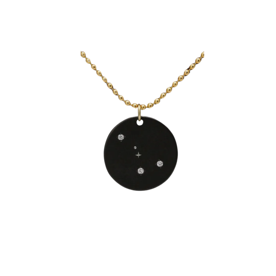 Zirconium Zodiac Cancer Lab Grown Diamond Disc Necklace with Gold Filled Chain